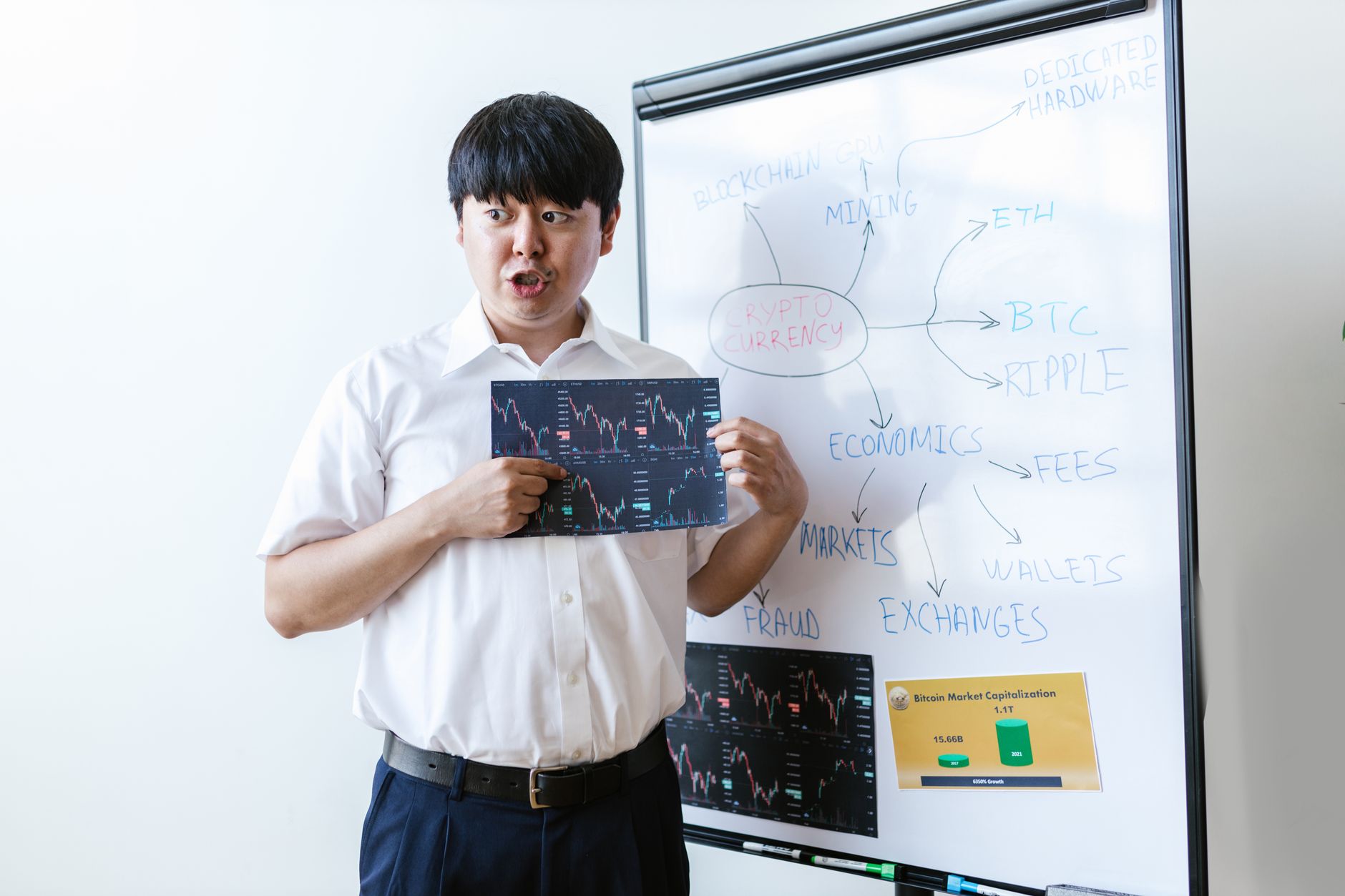 Teenager learning about investing and stock market education at home